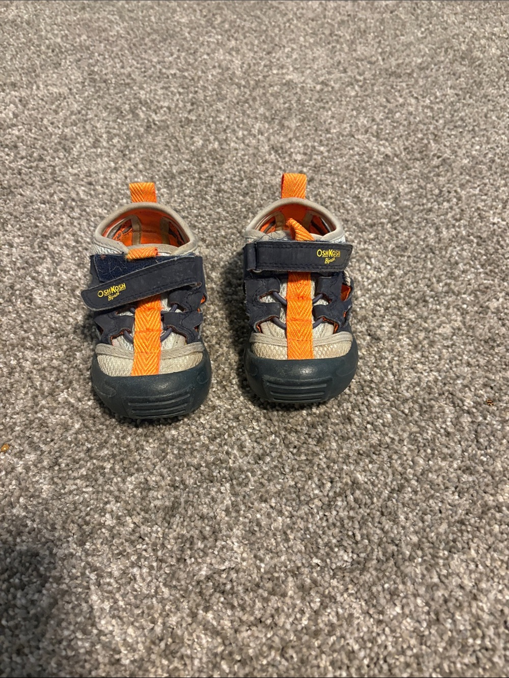 OshKosh B'gosh Navy and Orange Toddler Sandals with Gray Accents